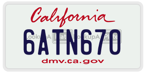 6ATN670 license plate in California