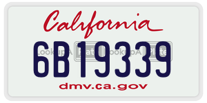 6B19339 license plate in California