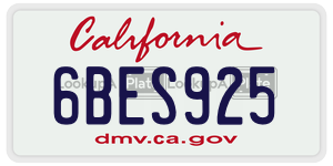 6BES925 license plate in California