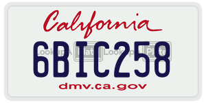 6BIC258 license plate in California
