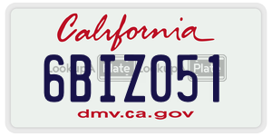 6BIZ051  license plate in CA
