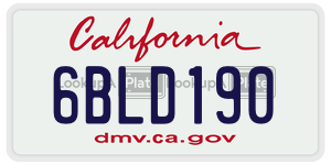 6BLD190  license plate in CA