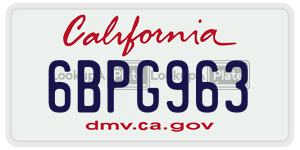 6BPG963 license plate in California