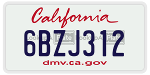 6BZJ312 license plate in California