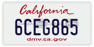 6CEG865  license plate in CA