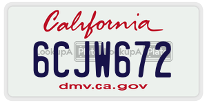 6CJW672 license plate in California