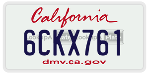6CKX761 license plate in California