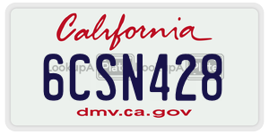 6CSN428 license plate in California