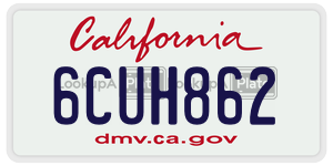 6CUH862 license plate in California