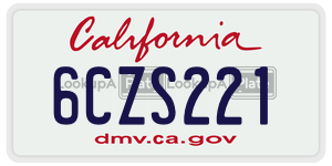 6CZS221 license plate in California