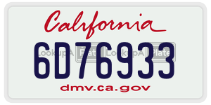 6D76933 license plate in California