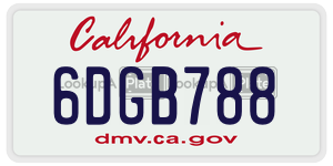 6DGB788  license plate in CA
