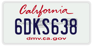 6DKS638  license plate in CA