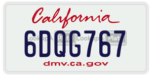 6DQG767 license plate in California