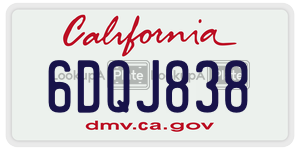 6DQJ838 license plate in California
