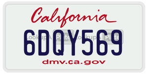 6DQY569 license plate in California
