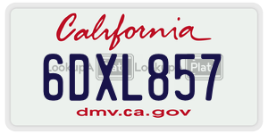 6DXL857 license plate in California