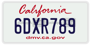 6DXR789 license plate in California