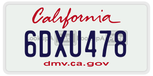 6DXU478 license plate in California
