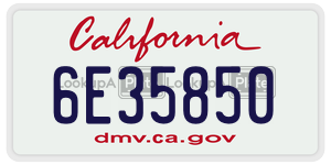 6E35850  license plate in CA