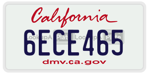6ECE465  license plate in CA