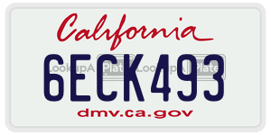 6ECK493 license plate in California