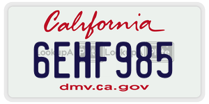 6EHF985  license plate in CA