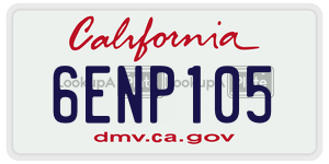 6ENP105 license plate in California