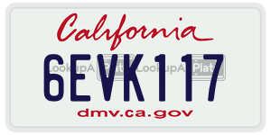 6EVK117  license plate in CA