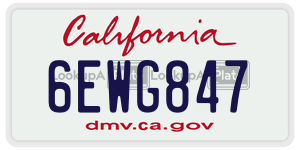 6EWG847  license plate in CA
