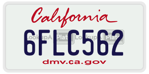 6FLC562 license plate in California