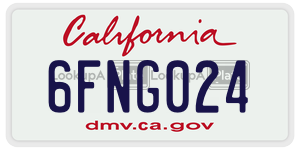 6FNG024  license plate in CA