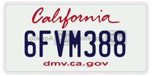 6FVM388  license plate in CA