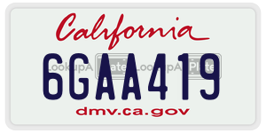 6GAA419  license plate in CA