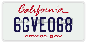 6GVE068 license plate in California