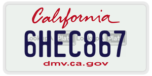 6HEC867 license plate in California