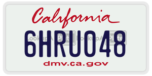 6HRU048 license plate in California