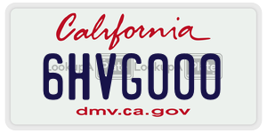 6HVG000 license plate in California