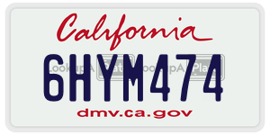 6HYM474  license plate in CA