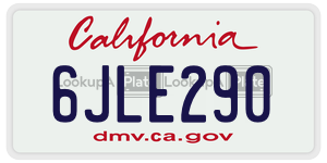 6JLE290 license plate in California