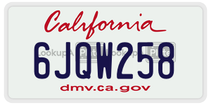 6JQW258 license plate in California