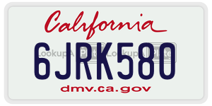 6JRK580  license plate in CA