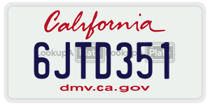 6JTD351 license plate in California