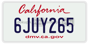 6JUY265  license plate in CA