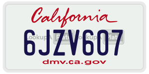 6JZV607 license plate in California