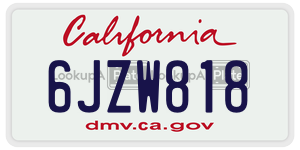 6JZW818 license plate in California