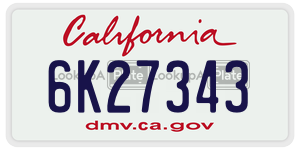 6K27343 license plate in California