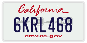 6KRL468 license plate in California