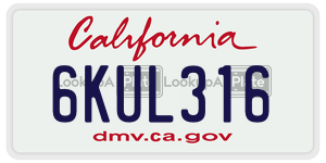 6KUL316 license plate in California