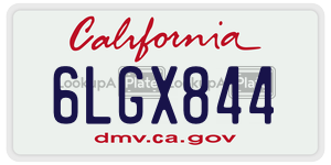6LGX844 license plate in California